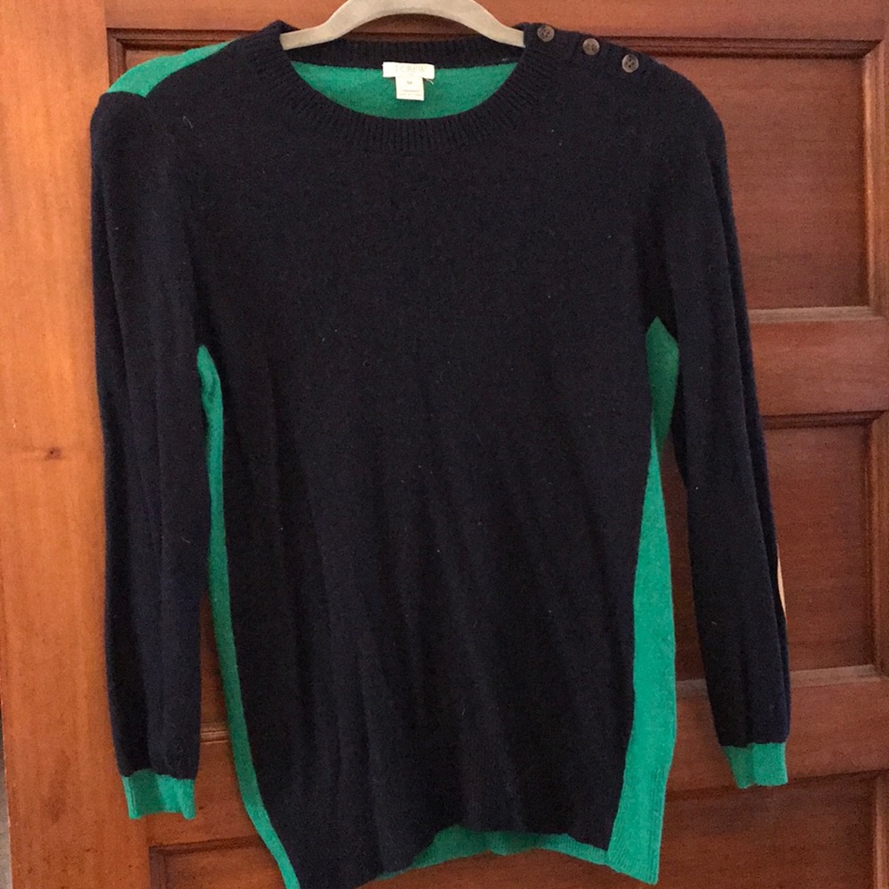 J Crew Dream Colorblock Elbow Patch Sweater